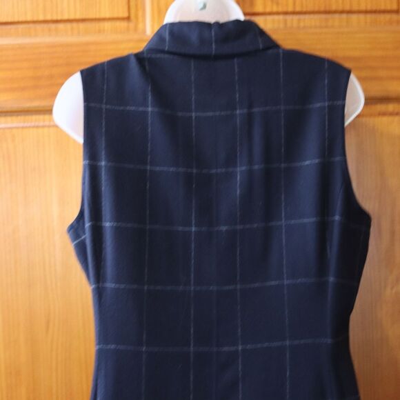 Mr & Mrs MacLeod Vintage Navy Blue Windowpane Plaid Maxi Dress Wool Cashmere - Picture 12 of 15